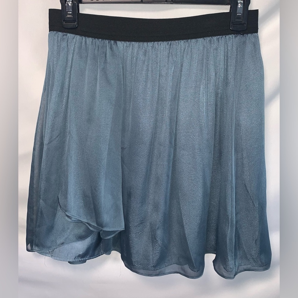 3/$15 Plastic Island Women's Blue Turquoise Skirt Black Elastic Waist